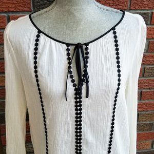 LOFT White peasant blouse black details
